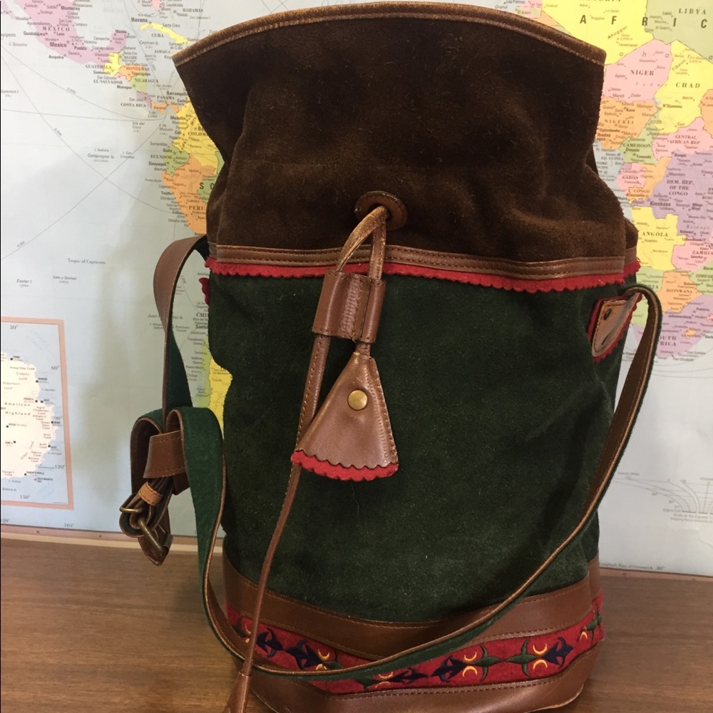 Betsy Gonzales vintage drawstring suede bag